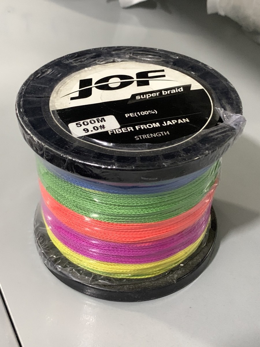PE JOF รุ่น Super ถัก 4 PE 9.0 สายสีรุ้ง ยาว 500 เมตร