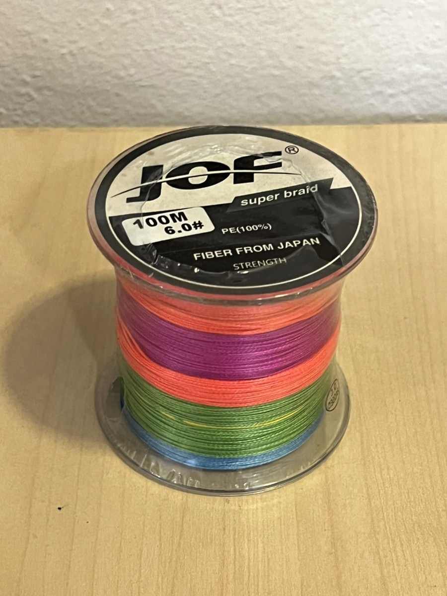 PE JOF รุ่น Super ถัก 4  PE 6.0 สายสีรุ้ง ยาว 100 เมตร (10 เมตร 1 สี)
