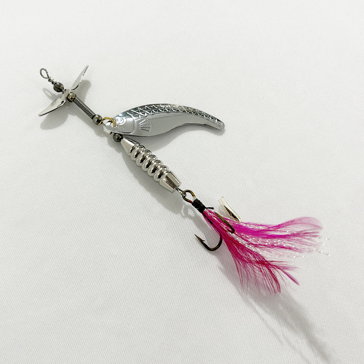 เหยื่อปลอม Spoon Spinne ขนาด 10 เซน 12.2 กรัม ใบสปิน พร้อมใบพัดบน งานตกปลาช่อน