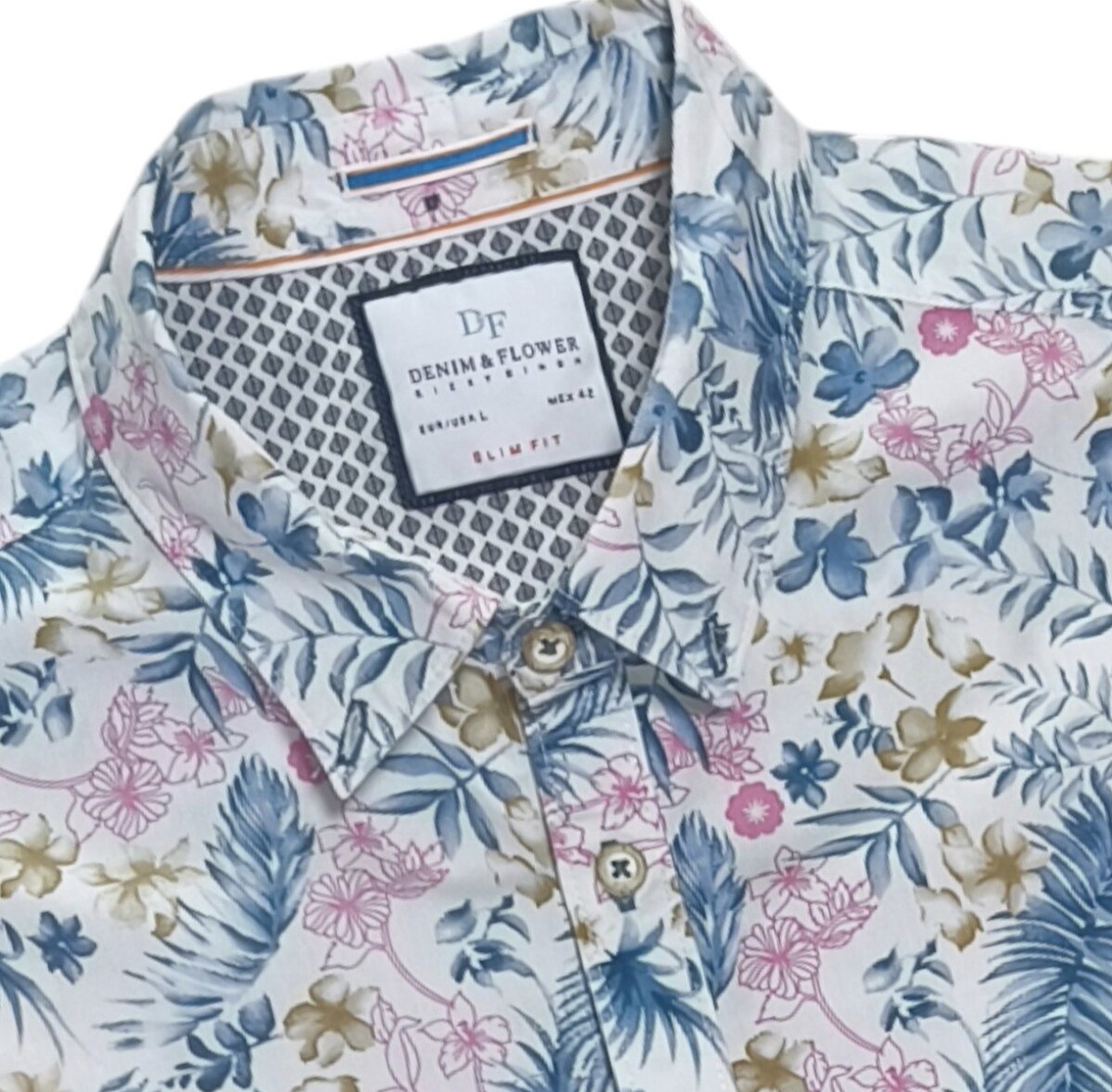 DENIN& FLOWER ฮาวาย shirt แขนสั้นสภาพใหม่มากๆ อก44นิ้ว