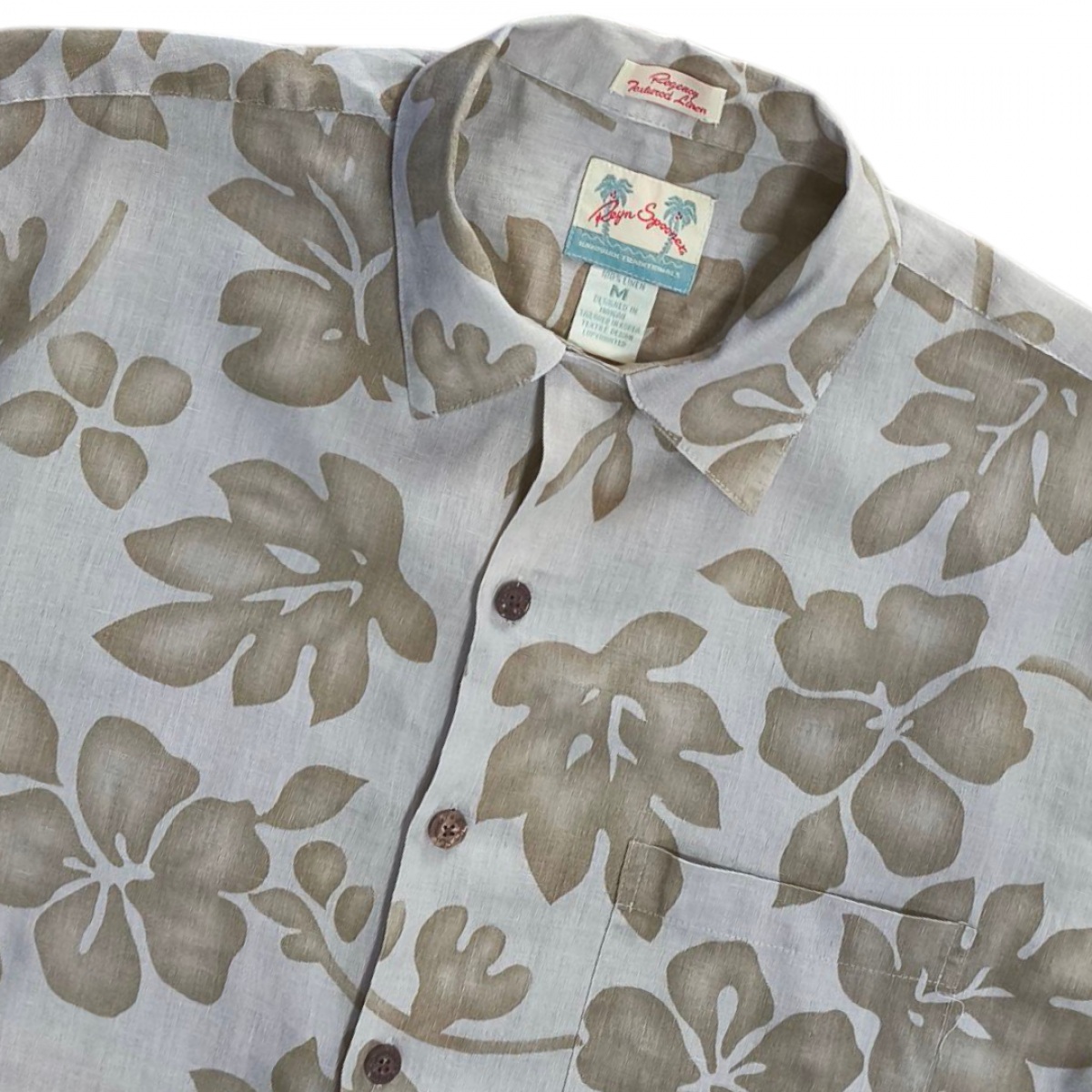 Reyn spooner hawaiian 100% Linen เชิ้ตแขนสั้น สวยใหม่มากๆ อก48นิ้ว