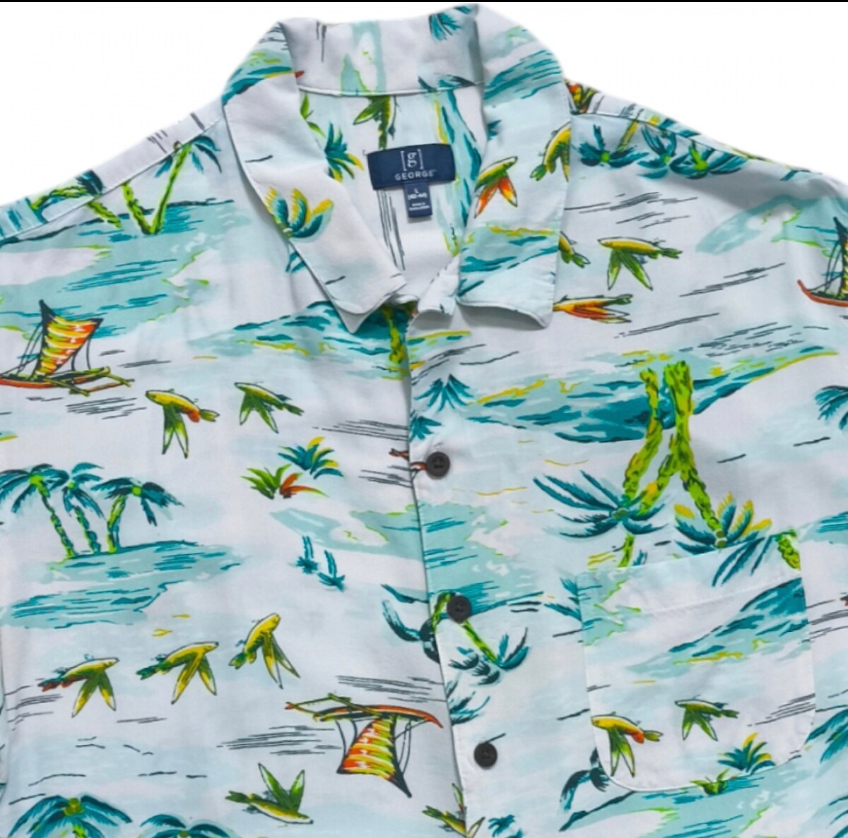 GEORGE เชิ้ตแขนสั้น สวยจัดใหม่มาก อก48นิ้ว ผ้าRayon