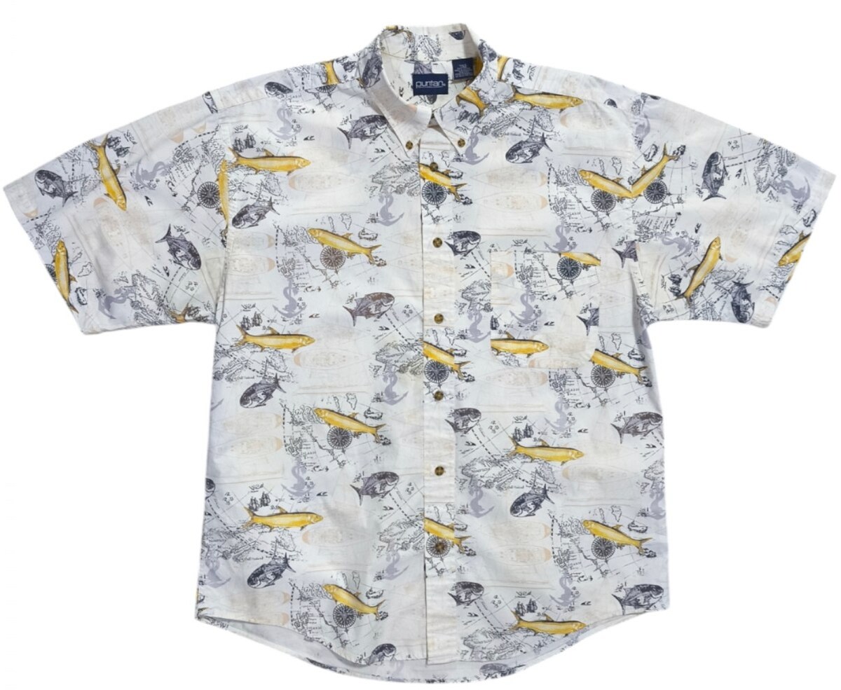 Puritan Shirt Fish in HONDURAS กระดุมลายกะ อก48นิ้ว