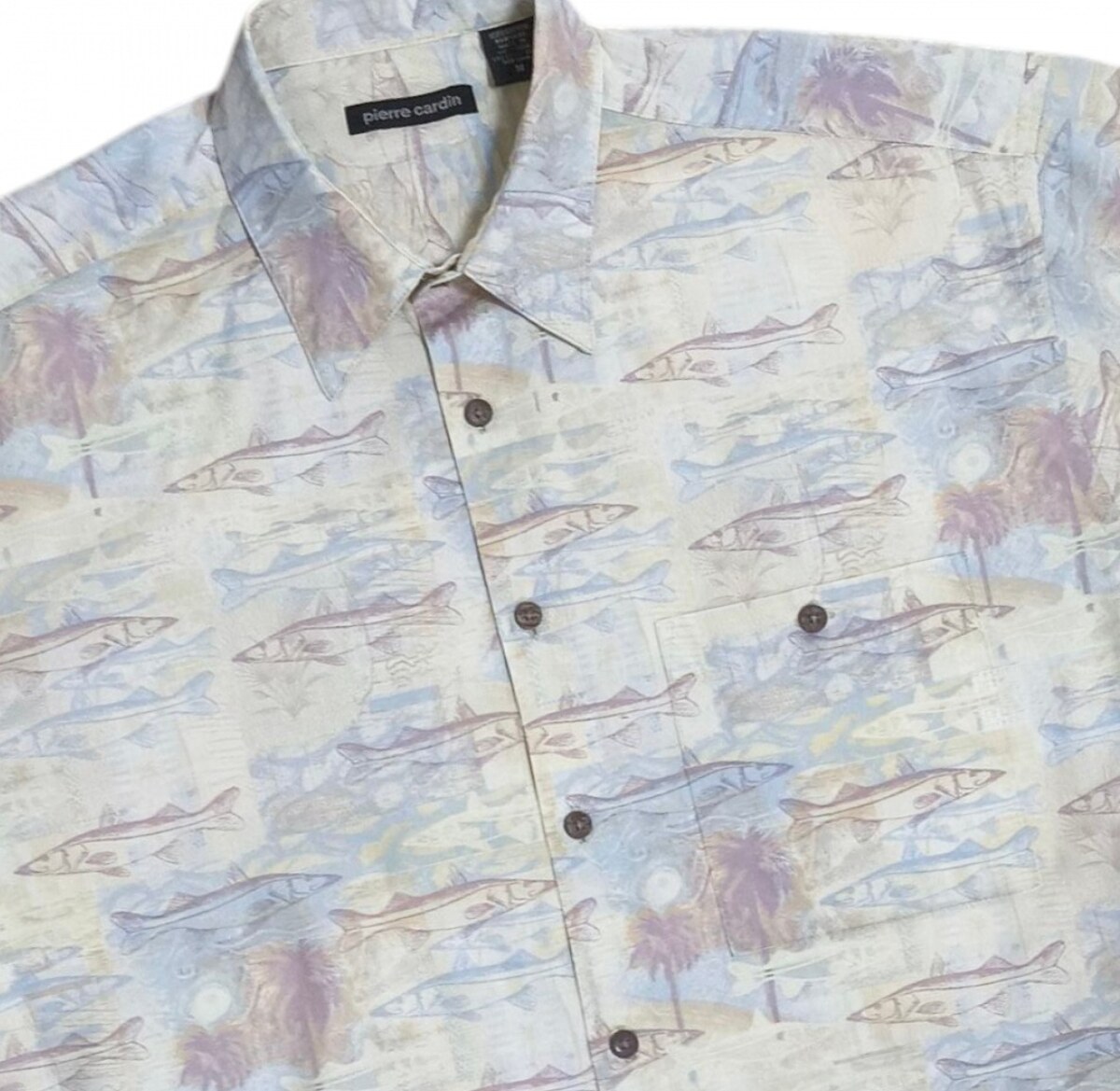 Pierre cardin เชิ้ตแขนสั้น ลายปลา 46นิ้ว