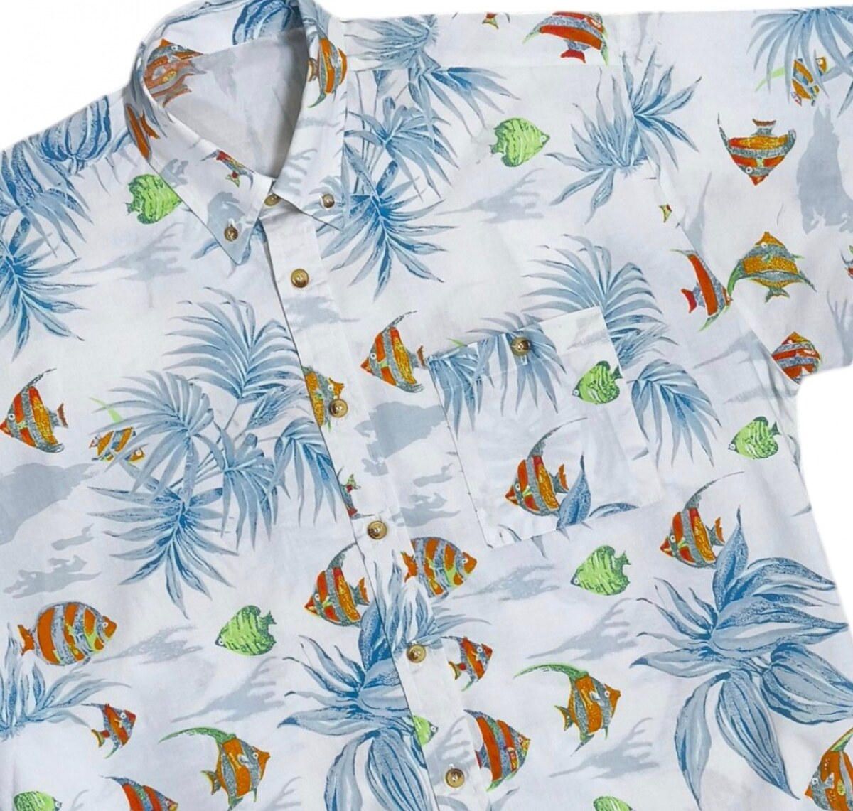 เสื้อเชิ้ตแขนสั้น ลายปลา สวยมาก