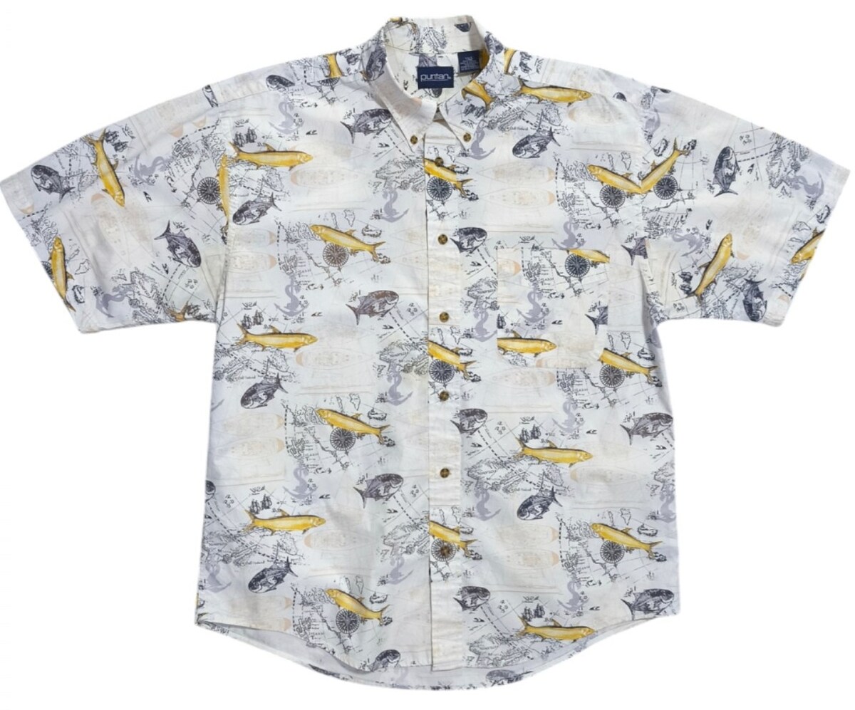 Puritan Shirt Fish in HONDURAS กระดุมลายกะ สวย