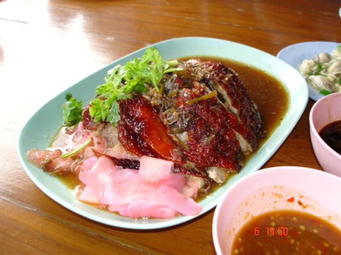 เอาเป็ดย่าง ขิงอ่อน คะน้าลวกน้ำมัน 