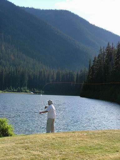 After we returned the boat, we fished on the shore for a while and got a couple more rainbow trout. 