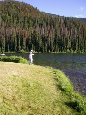 After we returned the boat, we fished on the shore for a while and got a couple more rainbow trout. 