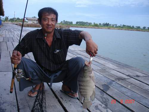 ทีมสระบุรี ก็ประสพความสำเร็จครับ หลังจากเฝ้ามาทั้งวัน ปลานิลตัวนี้ ขนาด 1.9 โล ครับ