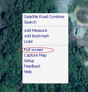 ถ้าต้องการให้ แผนที่แสดงเต็มหน้าจอ  
ก็แค่ คลิ๊กขวาที่แผนที่ จะปรากฎเมนูดังรูป
แล้วเลือก  ที่   Fu