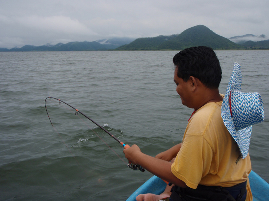เรือถึงหัวเกาะแล้ว....แต่ยังไม่ยอมลุก...ยังสนุกกับการนั่งตีเหยื่อ.....
ปลาขึ้น ก้อซัดเหยื่อไปลงฟร๊า