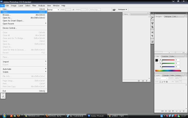 ก่อนอื่น เปิดภาพที่ต้องการ
โดย File+Open
