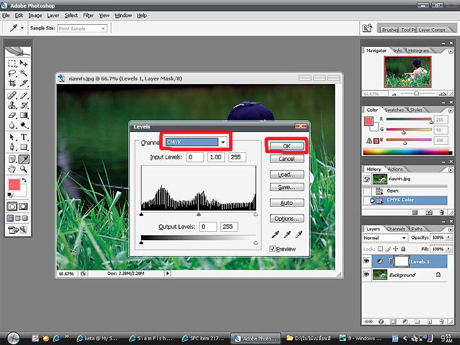 จากนั้นเลือก CMYK แล้วกด OK ครับ  :grin: :grin: :grin: