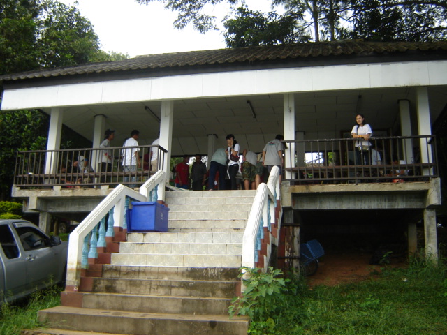 กองเชียร์ด้านบนมุงดูปลากันอย่างล้
