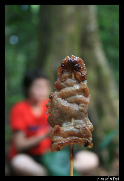 ปลดเป้ได้ก็ซัดหมูปิ้งที่ติดมาเป็นสะเบียงกลางทาง เฮ้อ... แบกจนลืมว่างั้น??  :laughing:
