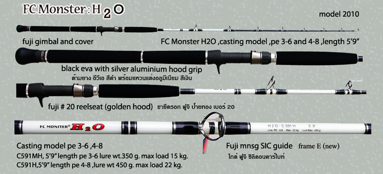 FC Monster H2O model 2010 generation 4 .....new revoluition
คันเบ็ด FC Monster H2O รุ่นปี 2010 gene