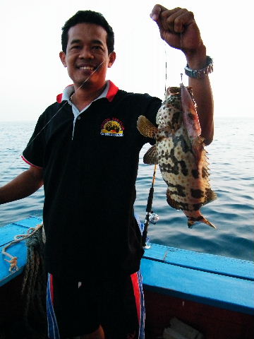 ปลาเก๋าตัวกำลังงาม ตามน้าแมนมาลงเรือ  :grin:
