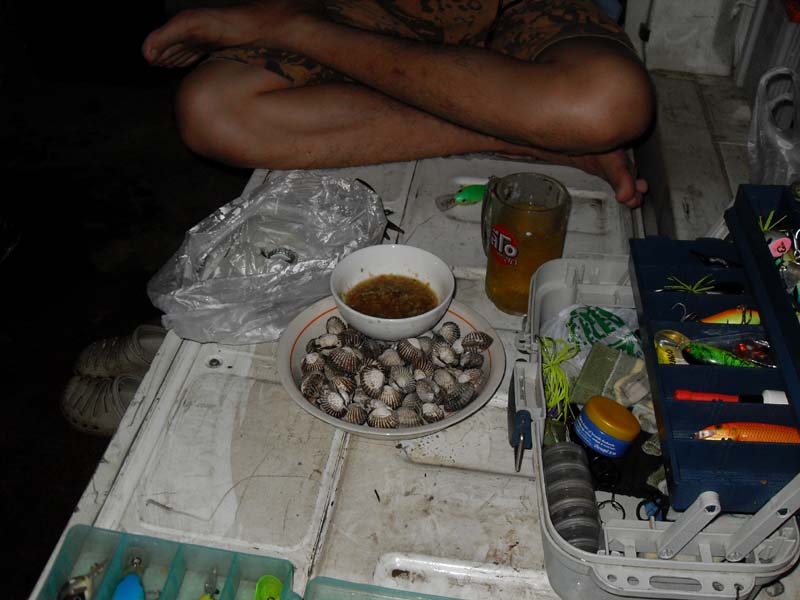 ระหว่างที่จอดเรือหลบมรสุมอยู่นั้นก็ใช้เวลาที่ผ่านไปงมหอยมาได้หนึ่งจาน.....บอกผบ.ทบอย่างนั้น...จะเชื่