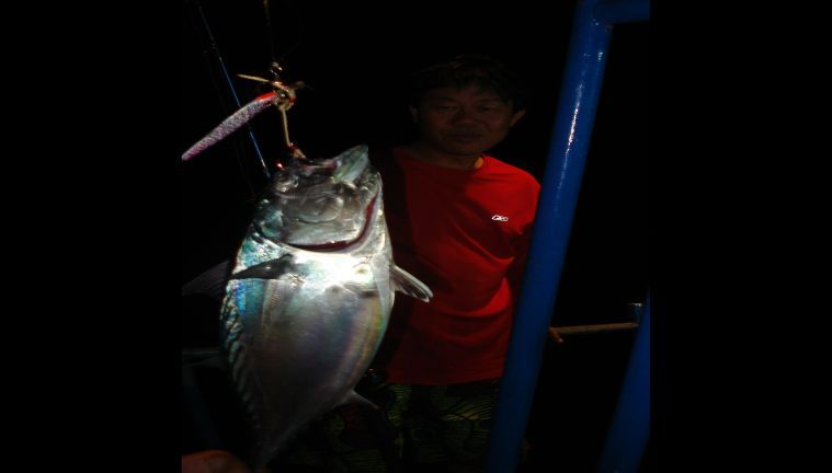 ที่ท้ายเรือถูกถลมอย่างหนักด้วยฝูงSKIPJACK