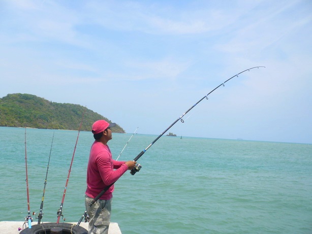 ลงทั้งเหยื่อเป็นและกุ้งสด เลย แล้วคันของเจ้าสมุนโดนก่อนแต่ตัวไม่ใหญ่ :love: