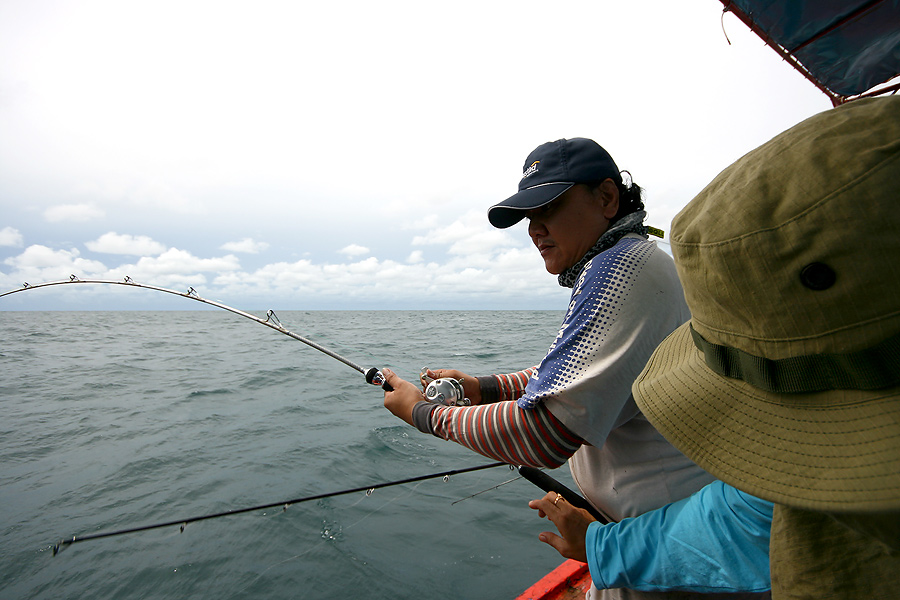
 [b]    ปลาของน้าดั๋ย  ขึ้นมาแล้วที่ีท้ายเรือ   ส่วนตัวของผม  กำลังขึ้นสู่ผิวน้ำ 

    แต่มันยัง