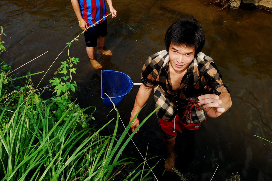 ...นี่ไงพี่ตัวแบบนี้..เหมือนกุ้งบ้านเราแหละแต่ตัวมันออกสีแดงๆกว่าที่บ้านเรา