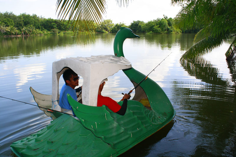 ปั่นเรือออกไปได้ซะพัก เกิดปัญหาที่หางเสือเรือ ปั่นเป็นวงกลม ซักพัก ก็ต้องกลบเข้าฝั่ง 