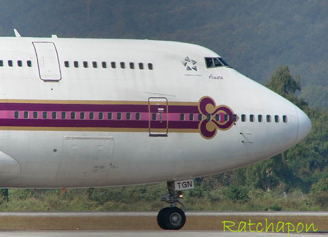B747-400 HS-TGN เที่ยวบินTG922 เชียงใหม่ - กรุงเทพฯ
