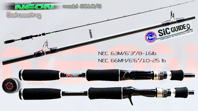 คัน FC Monster NEON แบบ Baitcasting  มี 2 ขนาด

-NEC 63M / 6'3" length/Fast action / 8-16 lb lin