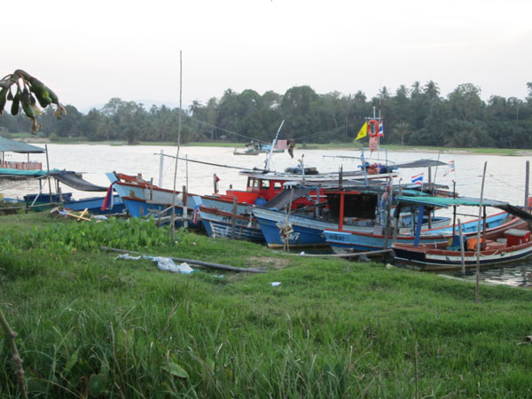 เรือตกปลาสายบุรีจอดอยู่เพียบเลย ถามดูไม่มีใครออก เพราะลมยังแรงอยู่ บอกเลิกลูกค้าไปหลายลำ
แต่เราไม่ส