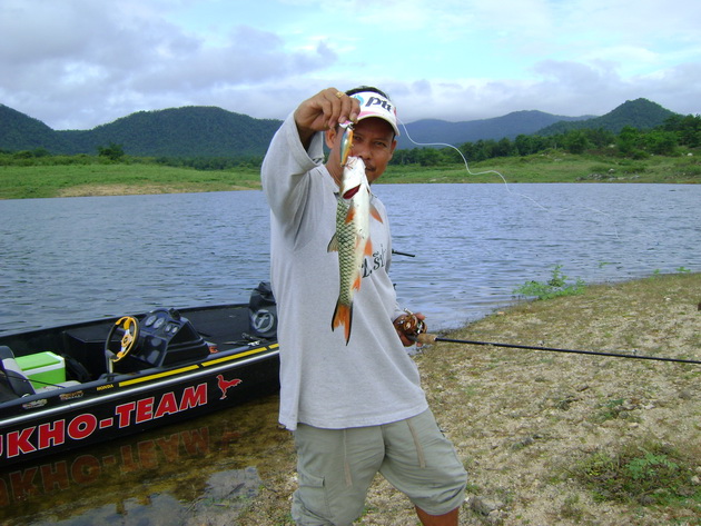  [b]หลังจากที่ผมเปลี่ยนเหยื่อไปหลายประเภท ในที่สุดก็ได้นับหนึ่งจาก Rapala SP 07  SB[/b]  :cheer:

