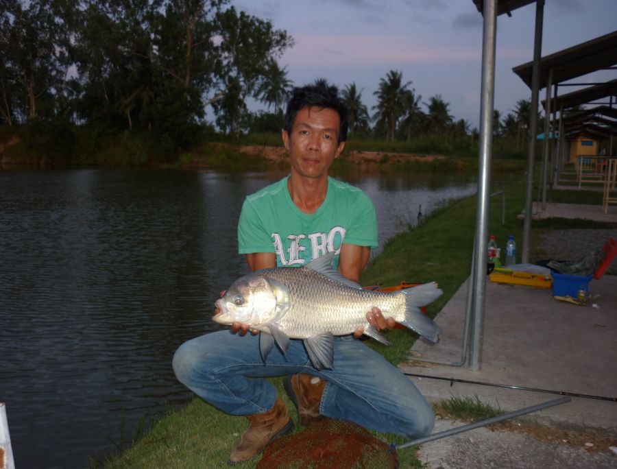 เจ้าของบ่อมาช่วยถ่ายให้  แต่ผมว่ามันไกลไปหน่อยอีกแล้วครับ  :smile: