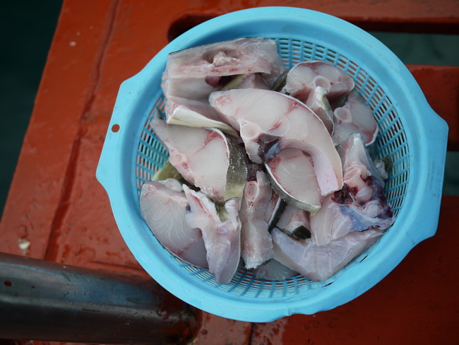 เนื้อปลาช่อนทะเล เหลือเอามาทำต้มยำได้1หม้อ