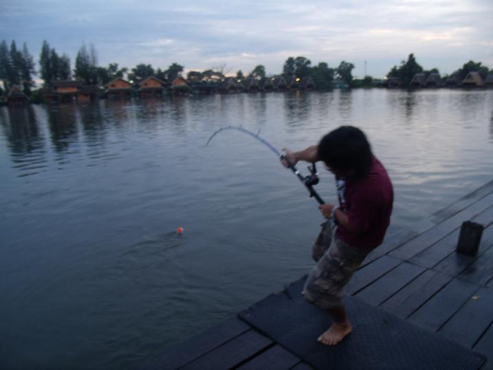 หลังจากพี่แบงค์เงียบไปนาน เปลี่ยนอุปกรณ์อยู่นานตีไม้นี้ก็คามือเลยครับ ลากมาเนิบๆพอใกล้ฝั่งเท่านั้นแล