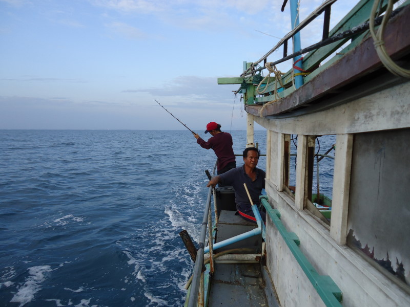                       	ออกเรือประมาณ 3 โมงกว่าวิ่งเรือชั่วโมงกว่าก็มาถึงหมาย ลากเหยื่อมาเรียบร้อยดีค