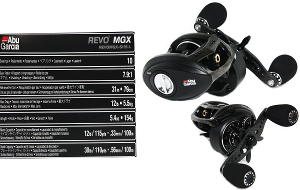 ยี่ห้อ      : Abu 
รุ่น         : Revo MGX SHS 
เกีย        : 7.9:1
ลูกปืน    : 10+1
น้ำหนัก   :