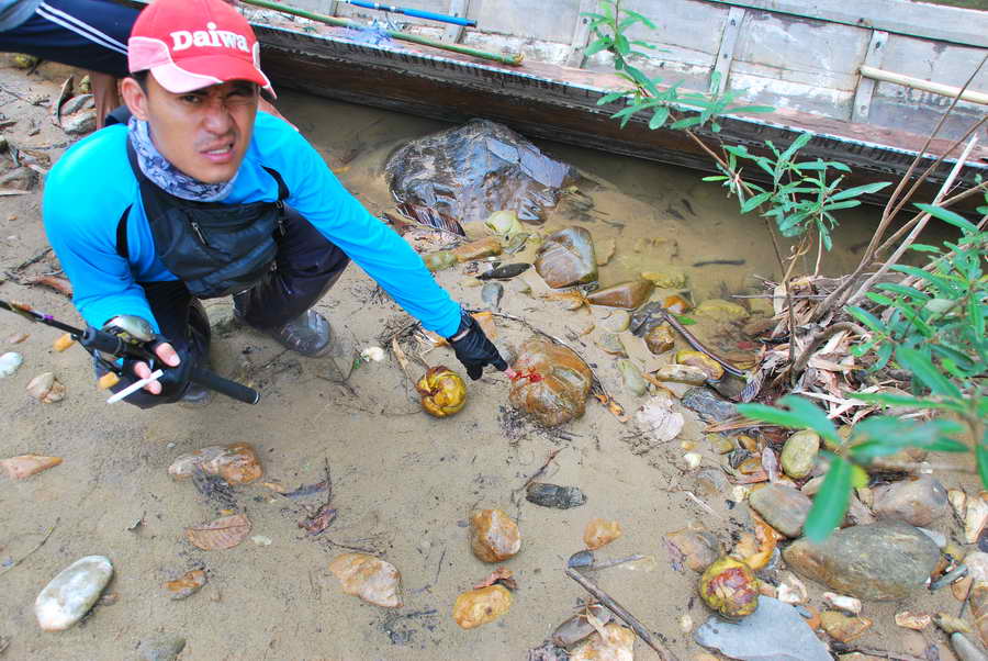 น้าจินก็โดนทากเล่น...แต่พวกแทนที่จะปล่อยมันกลับป่าเล่นทุบ...ซ่ะเลือดกระจายเลยครับ :tongue: :tongue: 