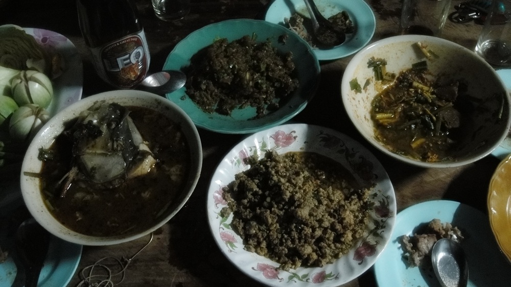 ก่อนกลับเพื่อนอากังโทรมาบอกว่าได้แลนมาจะแกงอ่อมให้กิน ก็เลยแวะไปกินของป่าที่เชียงดาว สักหน่อยกว่าจะถ