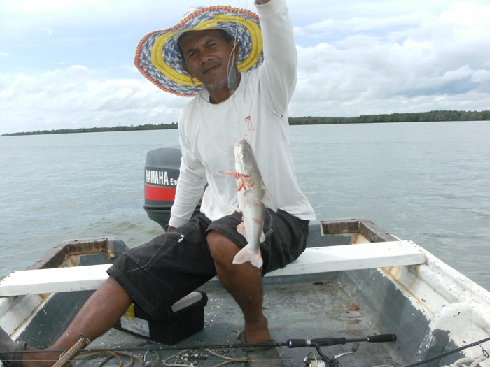 ไต๋น้อง ตกแฮนด์ไลน์  เก็บขึ้นมาเรื่อยๆจากท้ายเรือ.....