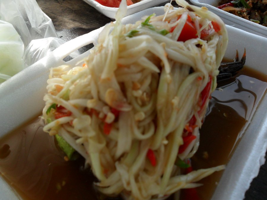 ส้มตำ....ผมไม่ได้ถ่ายเบลอน๊ะ.....แต่จงใจโฟกัสที่ขาปูนู้น... :grin: