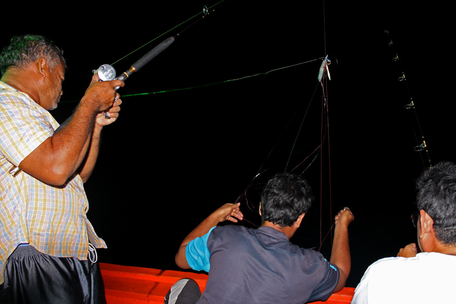 สุดท้ายอาหารจานด่วนบนเรือ ยำวุ้นเส้นรอบดึก จัดไปคนล่ะจาน ตัวนี้เป็นกระมงตาแดงไซค์สวยครับไม่ได้ถ่ายไว
