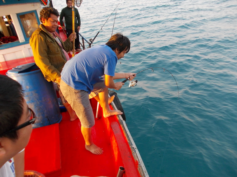 ตอนเช้าน้าบาสเอาคันเล็กเกี่ยวปลาหัวอ่อนตกปลาข้างเกาะ
เจอผิดคิวปลากดคันอย่างเดียวเลยครับ