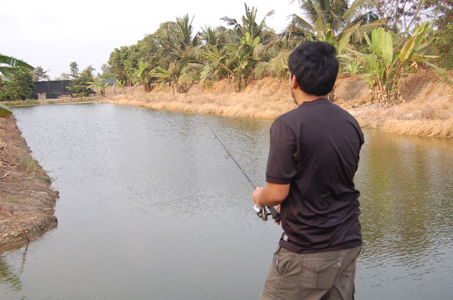 ส่งน้องกุ้งลงไปว่ายน้ำเล่น