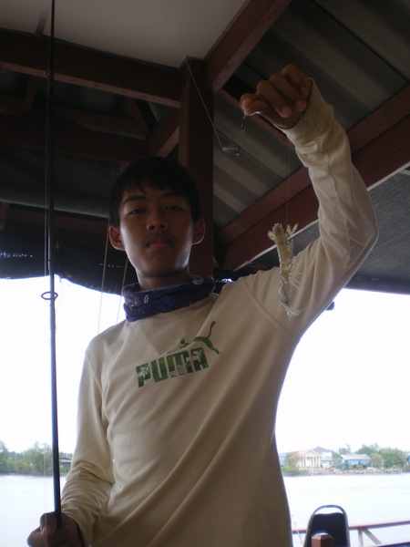 ตัดมาที่คันหน้าดินบ้างๆ  :cheer: :cheer: 
........ ... 
นิดตกได้กั้งตั๊กแตนขึ้นมาด้วยๆ . ..   :lau