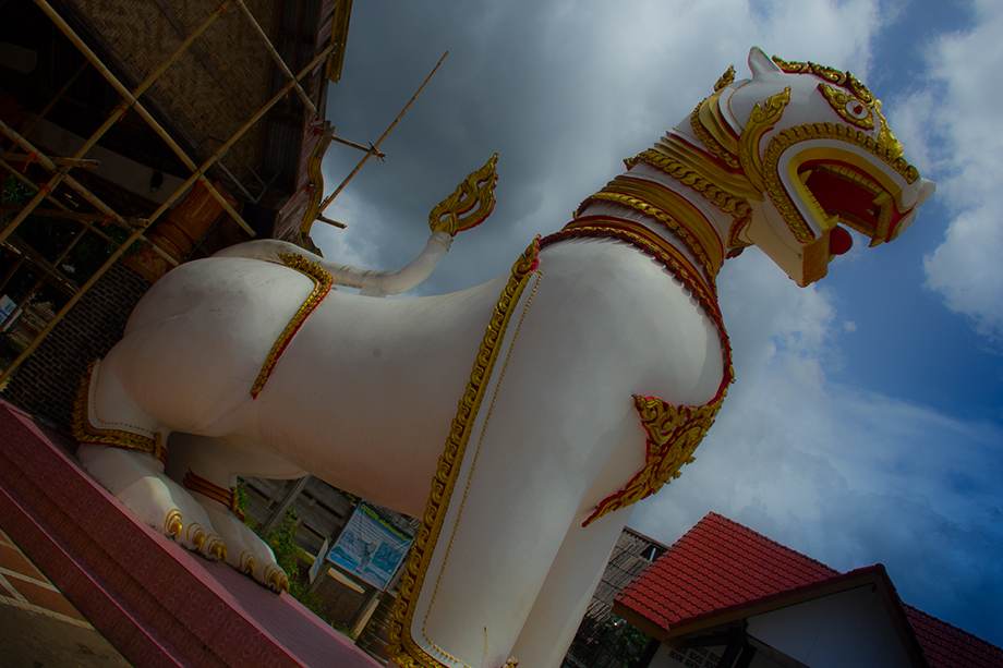 สิงห์ ที่ทำหน้าที่นั่งเฝ้าหน้าพระเจดีย์