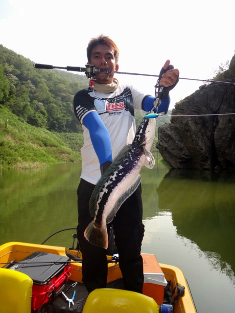 อุปกรณ์ที่ใช้ งัดเจ้าตัวนี้ คงไม่พ้นชุดหมานของผม
คัน      Lito Bass - X เวท 10-20  ( งัดหายห่วงครับ