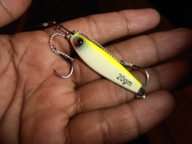 Surecatch Jig  FLASHER 3D EYES micro Jig 20g.เอาเบ็ดท้ายออกแล้วเพิ่มเบ็ดที่หัว :cheer: :cheer: