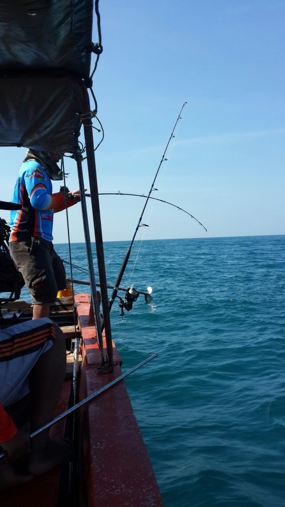 ไม่นานนักคันท้ายเรือ
ของไต๋ที่ปล่อยไว้ก็ "แว๊กกกกกกก" :cheer: