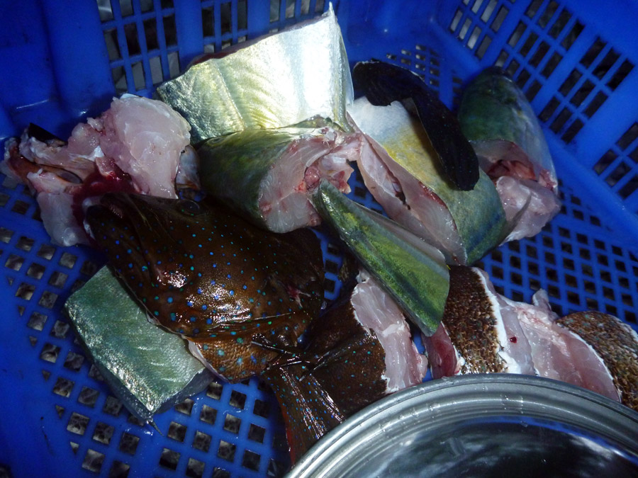  [center]พลบค่ำ เวลาอาหารครับ คัดปลาบางส่่วนเตรียมลงหม้อ

แยมถาม : เตรียมมาแต่เครรื่อง ถ้าไม่ได้ปล